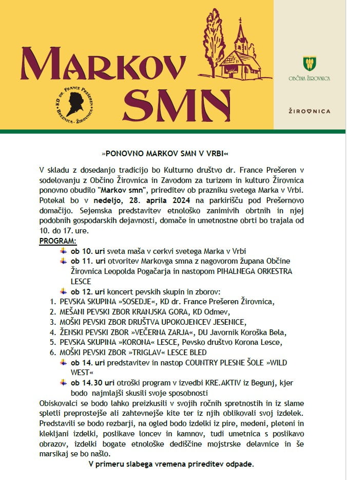 Markov s'mn v Vrbi - povabilo