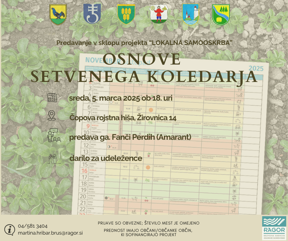 vabilo predavanje Osnove setvenega koledarja